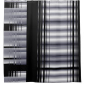 Zwart en blauw patroon douchegordijn (Voorkant)