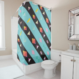 Zwart en blauw Patroon mix Douchegordijn