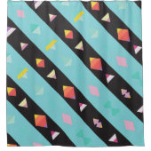 Zwart en blauw Patroon mix Douchegordijn (Voorkant)