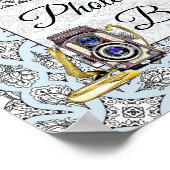 Zwart en Blauw Photo Booth Huwelijksbord Poster (Hoek)