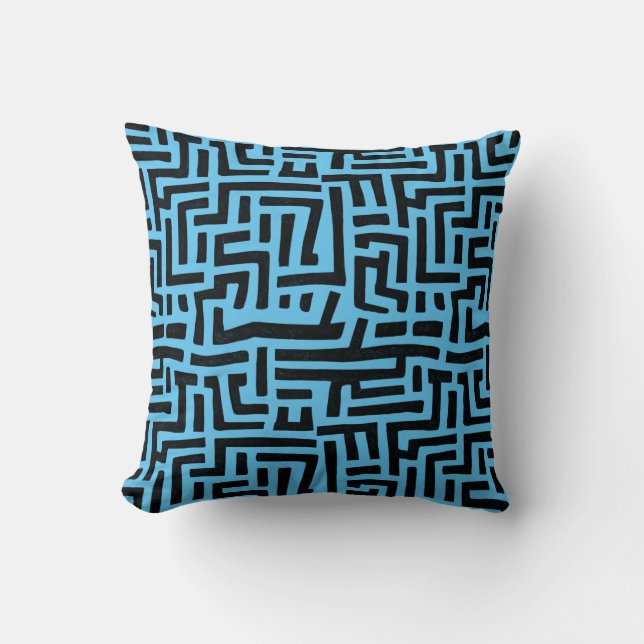 Zwart en blauw Pop Kussen (Voorkant)