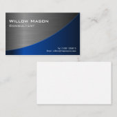 Zwart en blauw roestvrij staal, gebogen, Visitekaa Visitekaartje (Voorkant / Achterkant)