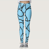Zwart en blauw samengesmolten abstract leggings (Voorkant)