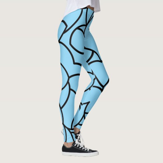 Zwart en blauw samengesmolten abstract leggings (Rechts)