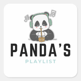 Zwart en Blauw Schattige Panda's Playlist Sticker