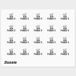 Zwart en Blauw Schattige Panda's Playlist Sticker