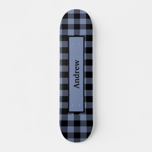 Zwart en blauw speldenstang, buffelstang, berenhef persoonlijk skateboard (Voorkant)