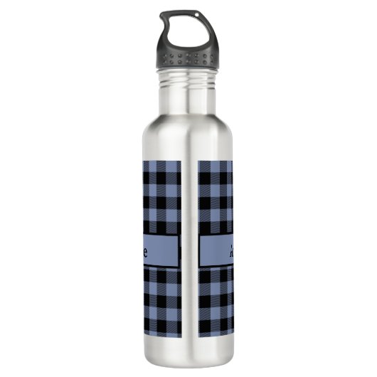 Zwart en blauw speldenstang, buffelstang, berenhef waterfles (Achterkant)