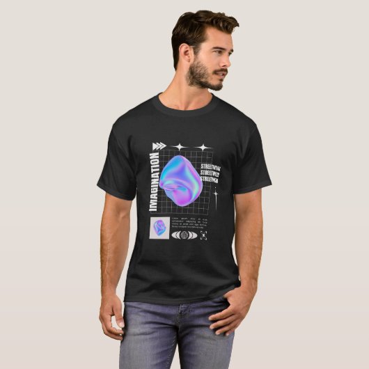 Zwart en blauw Streetwear T-Shirt (Voorkant volledig)