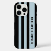 Zwart en Blauw Strepenpatroon Persoonlijk Case-Mate iPhone Case (Achterkant)