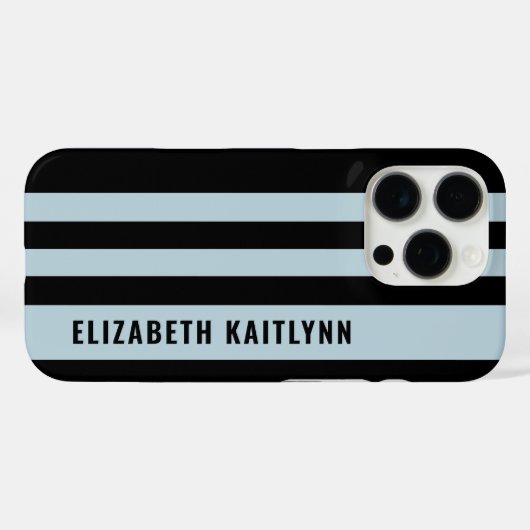 Zwart en Blauw Strepenpatroon Persoonlijk Case-Mate iPhone Case (Achterkant (horizontaal))