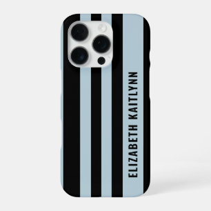 Zwart en Blauw Strepenpatroon Persoonlijk iPhone 16 Pro Hoesje