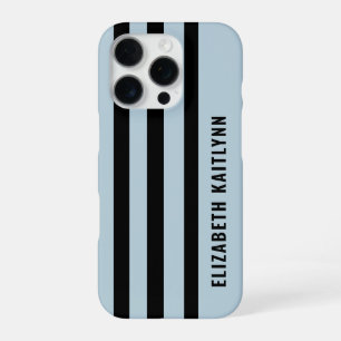 Zwart en Blauw Strepenpatroon Persoonlijk iPhone 16 Pro Hoesje