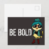 Zwart en blauw trendy Inspirerend "Be Bold" Bird Briefkaart (Voorkant / Achterkant)