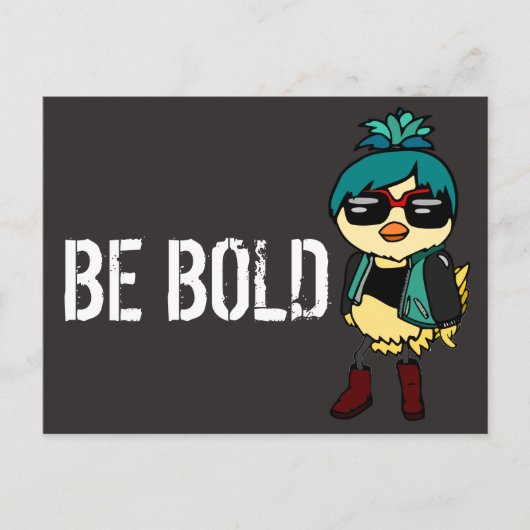 Zwart en blauw trendy Inspirerend "Be Bold" Bird Briefkaart (Voorkant)