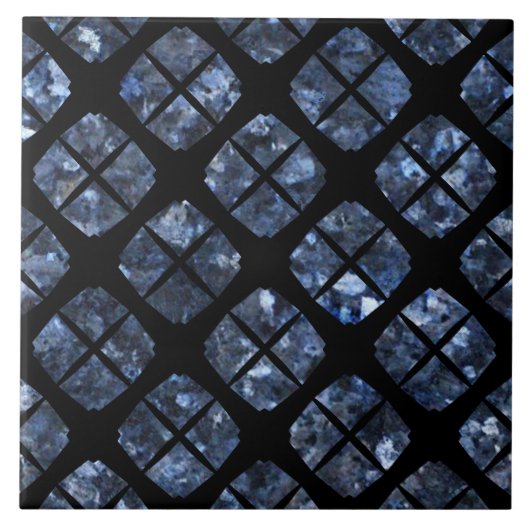 Zwart en blauw Urban Modern Diamond Pattern Tegeltje (Voorkant)