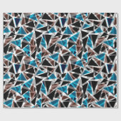 Zwart en blauw, veelhoekig, Abstract, geometrisch Cadeaupapier (Vlak)