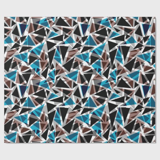 Zwart en blauw, veelhoekig, Abstract, geometrisch Cadeaupapier (Vlak)