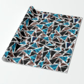 Zwart en blauw, veelhoekig, Abstract, geometrisch Cadeaupapier (Uitgerold)