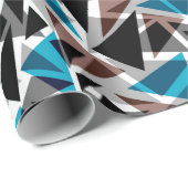 Zwart en blauw, veelhoekig, Abstract, geometrisch Cadeaupapier (Rol Hoek)