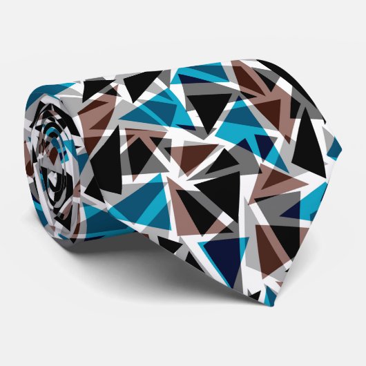 Zwart en blauw, veelhoekig, Abstract, geometrisch Stropdas (Opgerold)