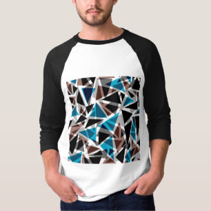 Zwart en blauw, veelhoekig, Abstract, geometrisch T-shirt