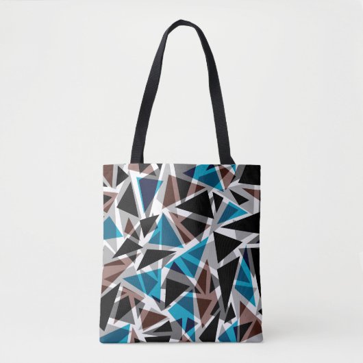 Zwart en blauw, veelhoekig, Abstract, geometrisch Tote Bag (Voorkant)