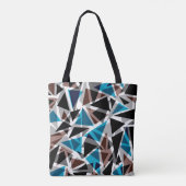 Zwart en blauw, veelhoekig, Abstract, geometrisch Tote Bag (Achterkant)