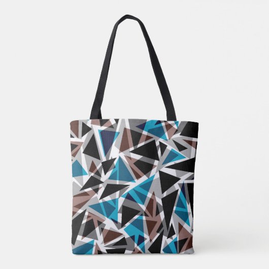 Zwart en blauw, veelhoekig, Abstract, geometrisch Tote Bag (Achterkant)