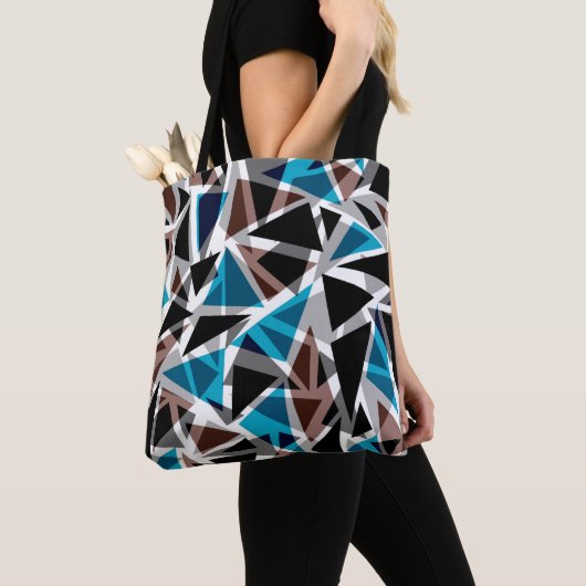 Zwart en blauw, veelhoekig, Abstract, geometrisch Tote Bag (Dichtbij)