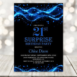 Zwart en blauw Verrassing 21ste Verjaardagsfeest Kaart