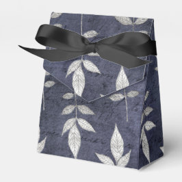 Zwart en blauw vintage grunge bladeren bedankdoosjes