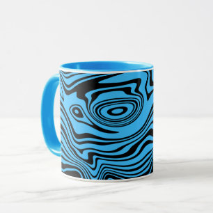 Zwart en blauw Wavy Gestreepte Koffiebekers Mok