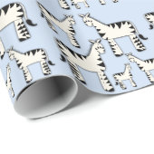 Zwart en blauw Zebra inpakpapier (Rol Hoek)