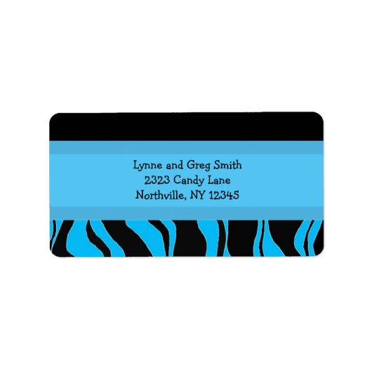 Zwart en blauw Zebra Pattern Etiket (Voorkant)