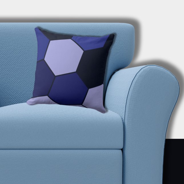 Zwart en blauw zeshoek patroon kussen (Blue to Dark Blue Hexagon Pattern)