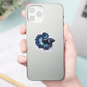 Zwart en Blauwe Betta Vis Sticker (Telefoon)