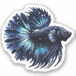 Zwart en Blauwe Betta Vis Sticker