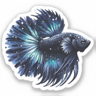 Zwart en Blauwe Betta Vis Sticker
