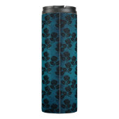 Zwart en blauwe rozenpatroon thermosbeker (Achterkant)