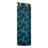 Zwart en blauwe rozenpatroon thermosbeker (Geroteerd rechts)