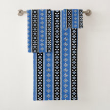 Zwart en blauwe strepen en diamanten