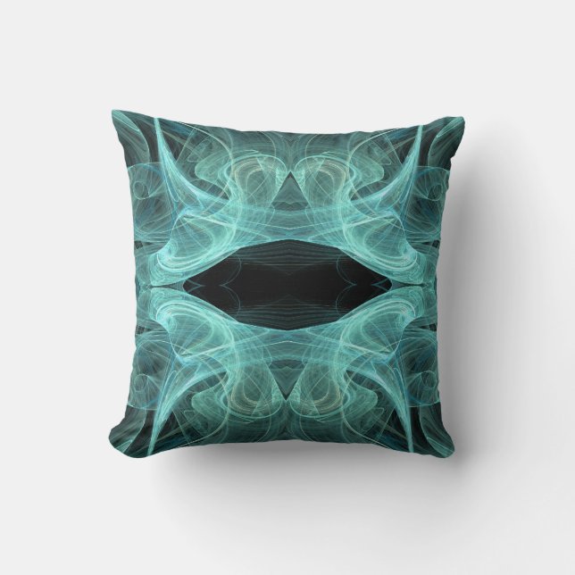 Zwart en Blauwgroen Abstract Kussen (Voorkant)