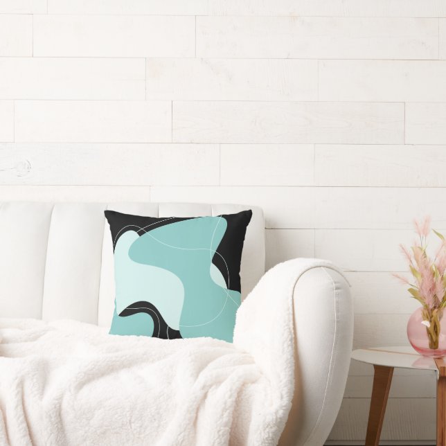 Zwart en Blauwgroen Abstract Kussen (Bank)