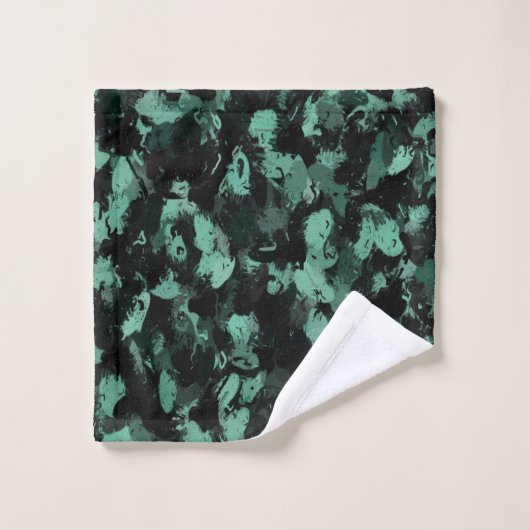 Zwart en Blauwgroen Bad Handdoek (Wasdoekje)