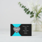 Zwart en Blauwgroen blauw Visitekaartje (Staand voorkant)