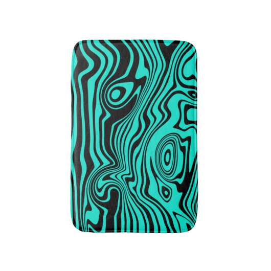 Zwart en Blauwgroen Blauw Waves Badmat - Aangepast (Voorkant Verticaal)