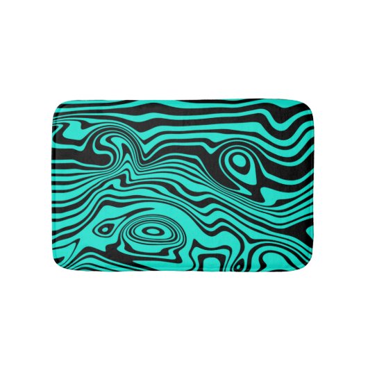 Zwart en Blauwgroen Blauw Waves Badmat - Aangepast (Voorkant)