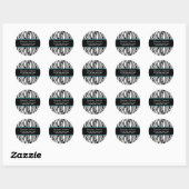 Zwart en Blauwgroen Blauw Zebra Aangepast adreslab Ronde Sticker (Vel)