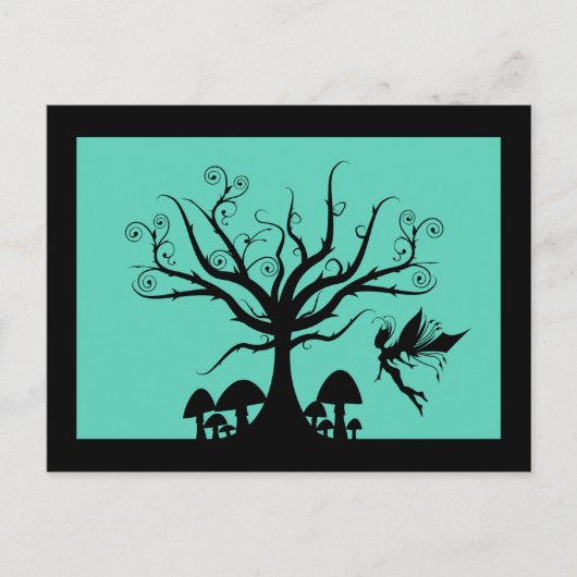 Zwart en Blauwgroen Briefkaart met flauw gevoel (Voorkant)